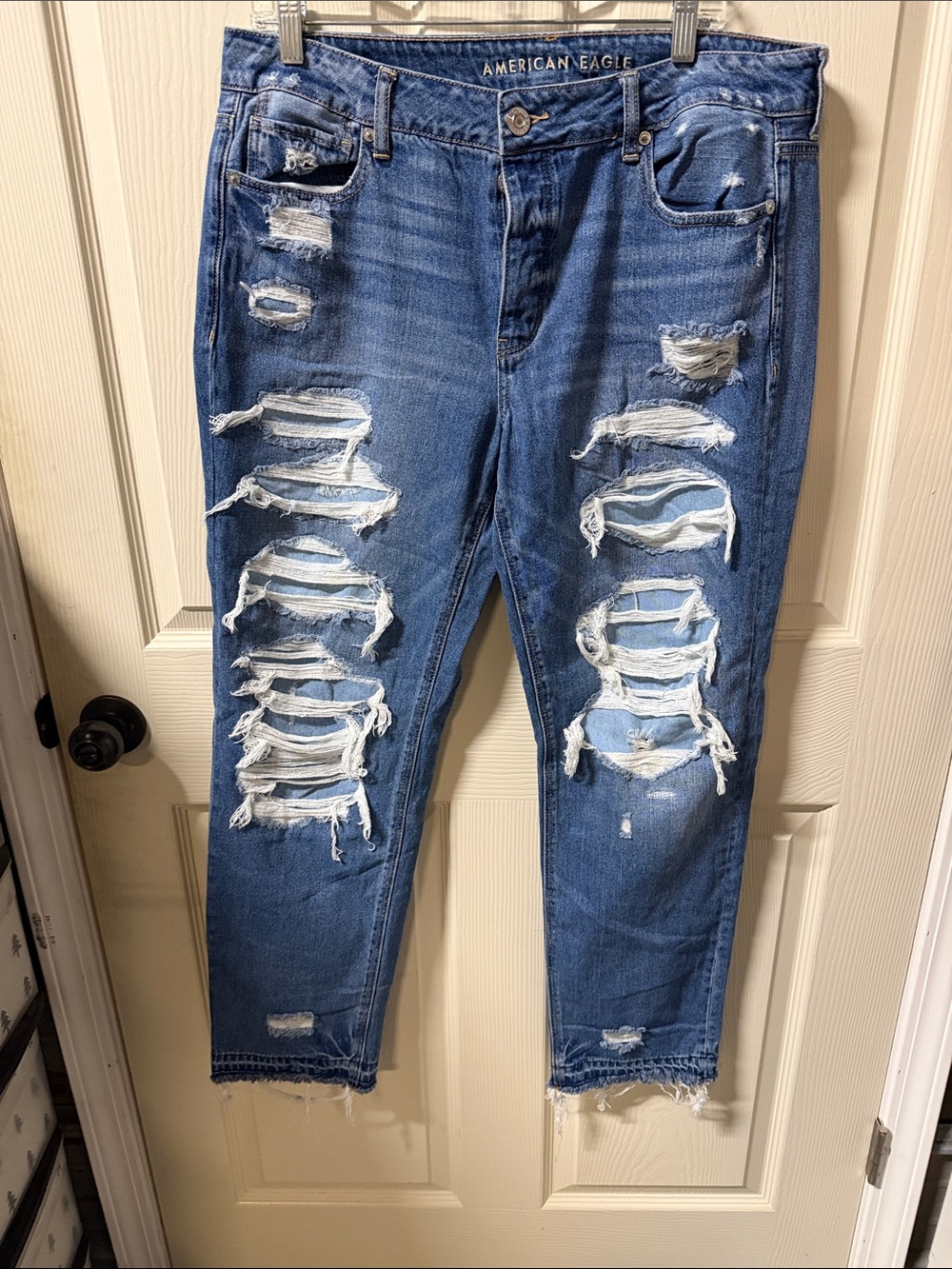 American Eagle Outfitters Blue Boyfriend Distressed Jeans
